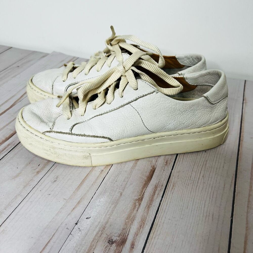 Soludos White Leather Platform Sneakers